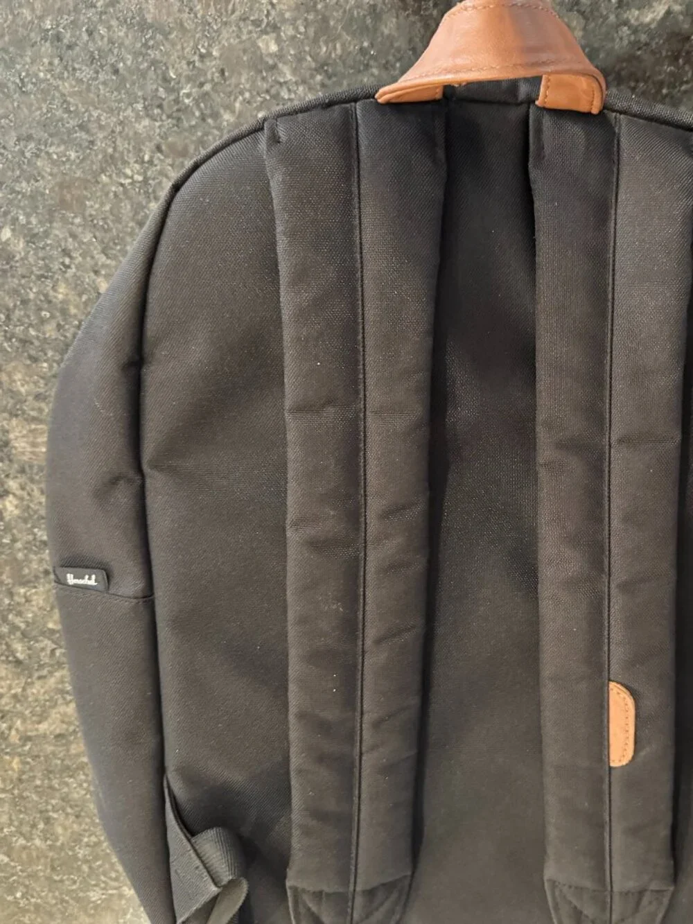 Herschel Supply Co. Classic Black Backpack Brown Leather Trim Unisex LIKE NEW